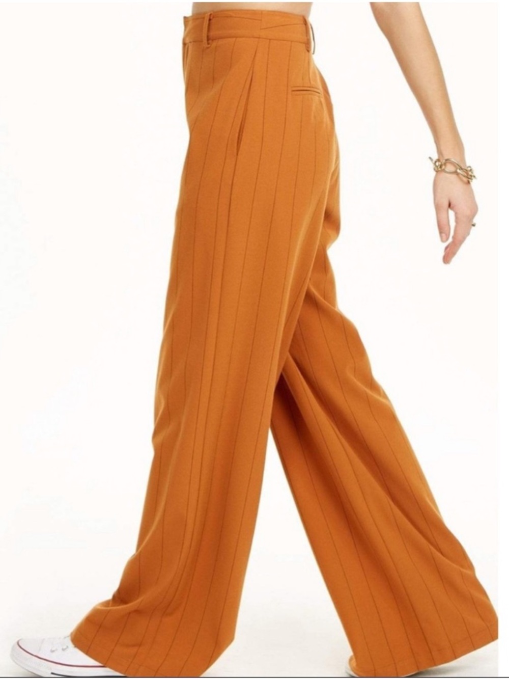 Danielle Bernstein, 0 /XS,  Women's Pinstripe Trouser Pants orange high rise
